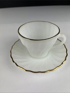 Vintage Fire King Gold Swirl Cup and Saucer